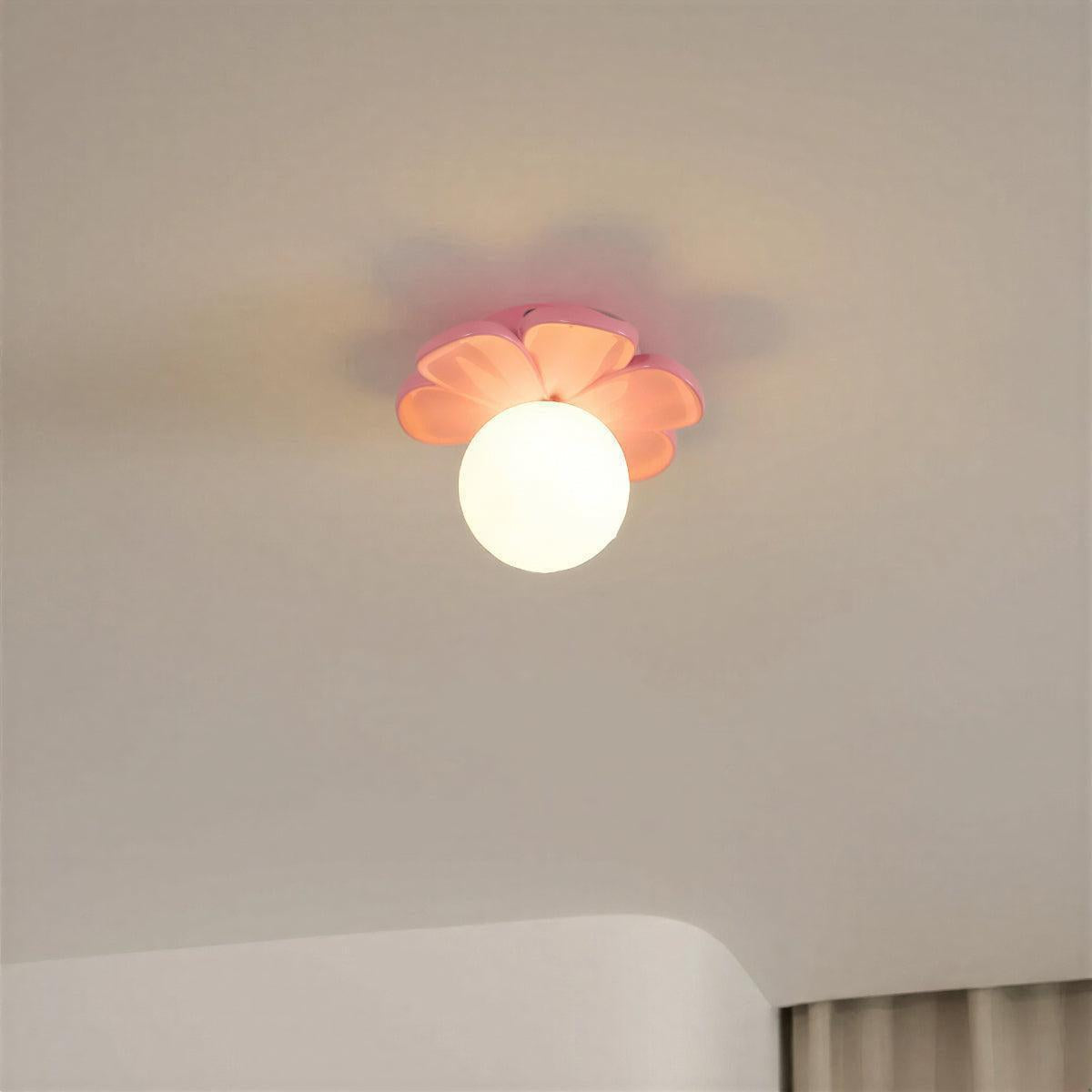 Art Deco Flower Ceiling Light With Floral Flush Mount Fitting