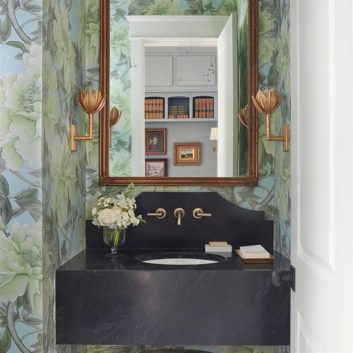 Art Deco Flower Wall Light Featuring Intricate Sculptural Floral Petal Design