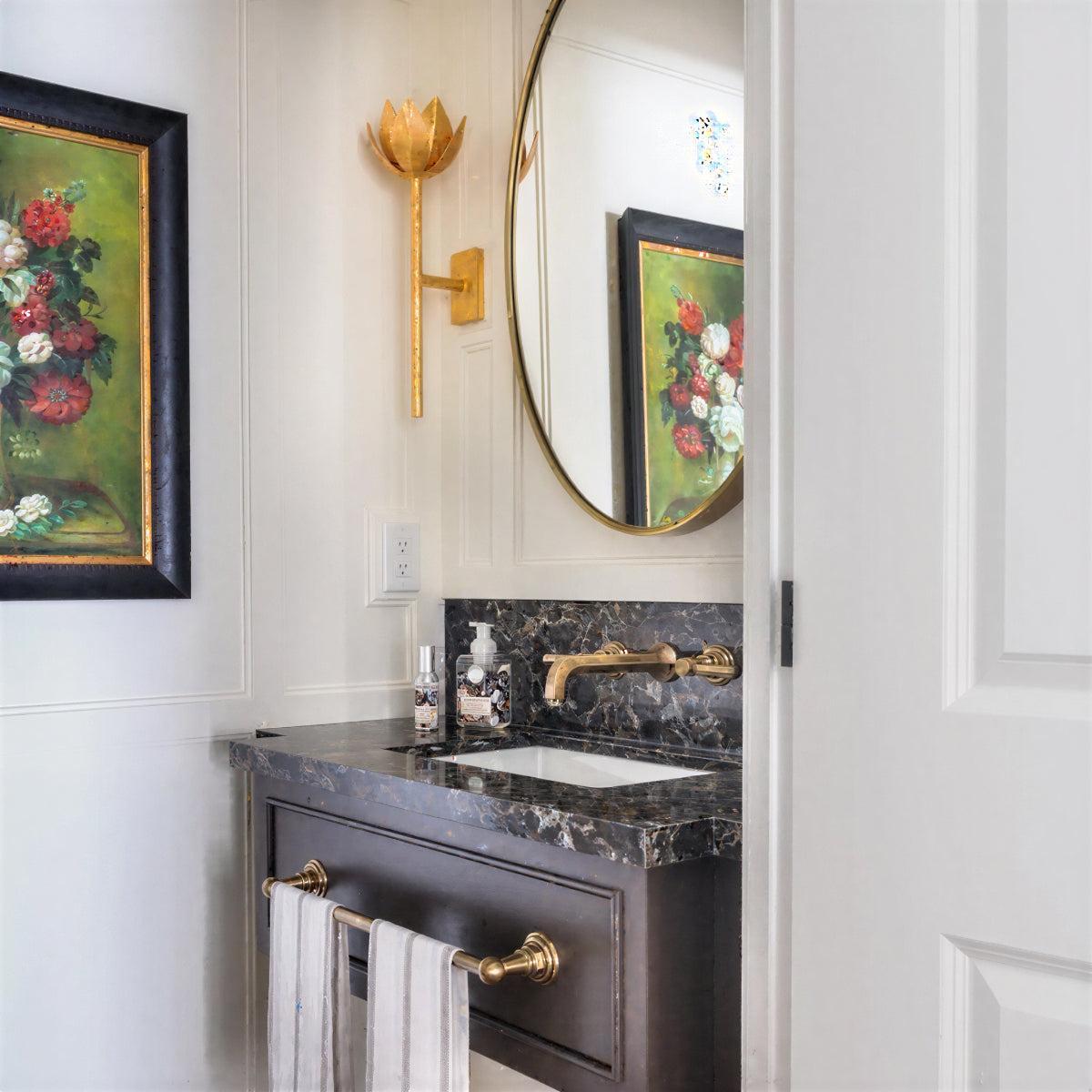 Art Deco Flower Wall Light Featuring Intricate Sculptural Floral Petal Design