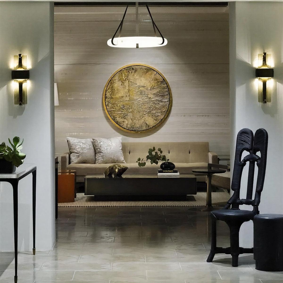 Contemporary Torch Styled Wall Light Sconce With Serrated Glass and Warm Glow