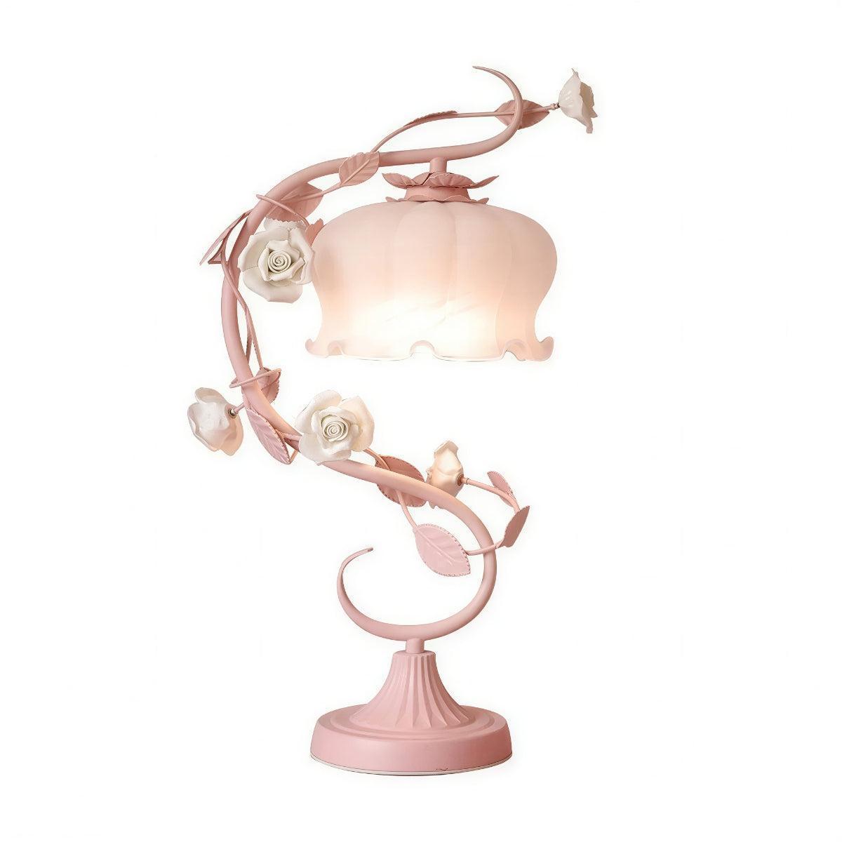 Decorative Bedside Nightstand Table Lamp With Flower Design