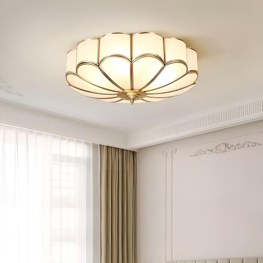 Flush Flower Shape Glass Recessed Ceiling Light With Decorative Design