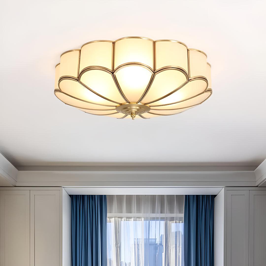 Flush Flower Shape Glass Recessed Ceiling Light With Decorative Design