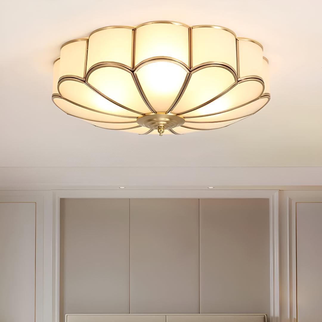 Flush Flower Shape Glass Recessed Ceiling Light With Decorative Design