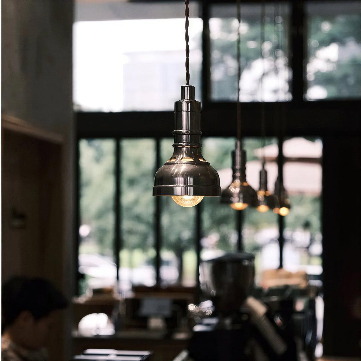 Industrial Vintage Metal Pendant Light Fitting With Focused Downlight Ceiling Illumination