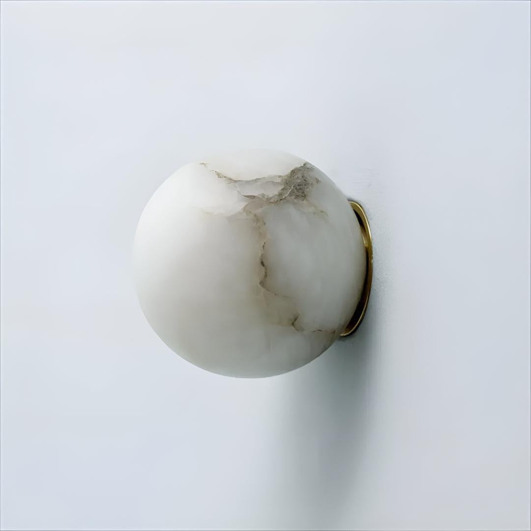 Marble Sphere Globe Wall Sconce Light With Shade And Ambient Glow