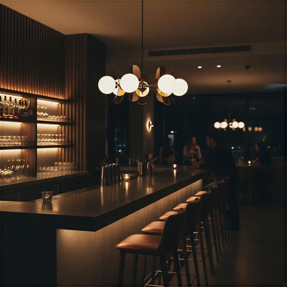 Mid Century Sputnik Pendant Ceiling Light With Glass Orb Shades