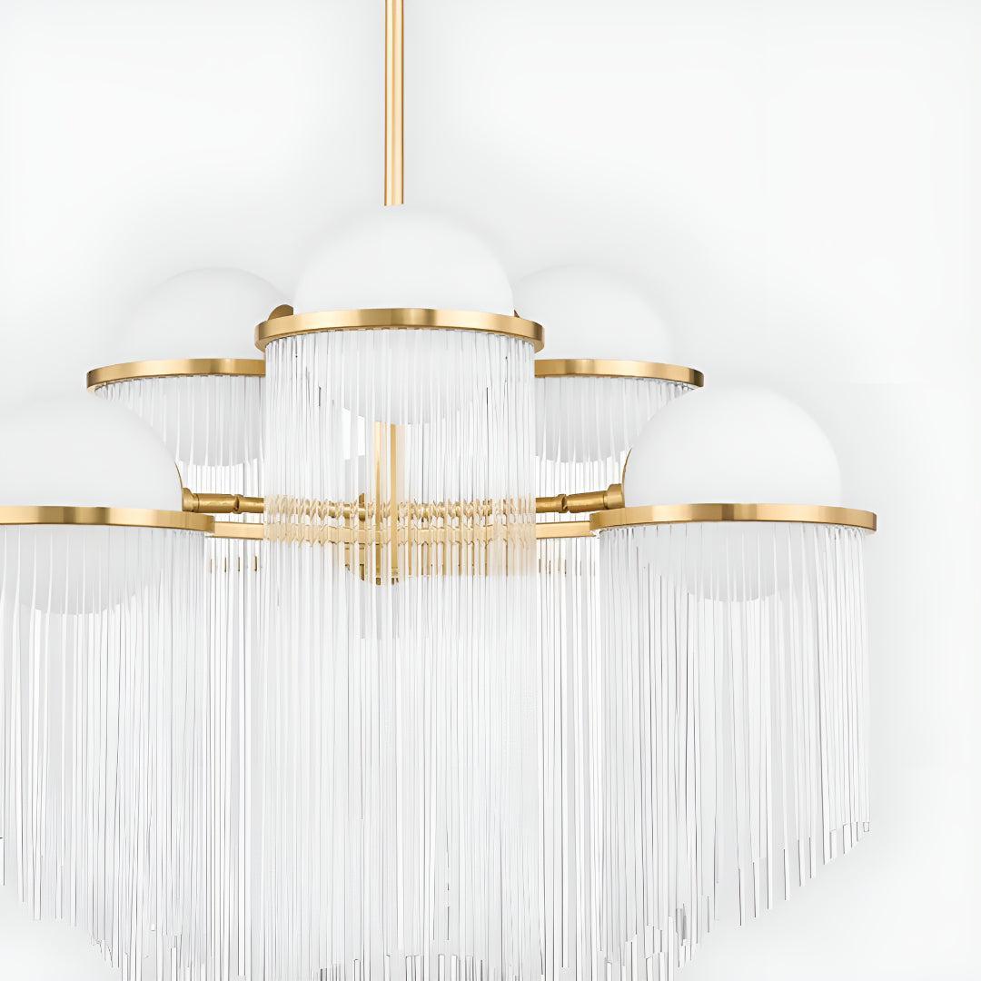 Modern 12 Light Chandelier With Cascading Glass Rods