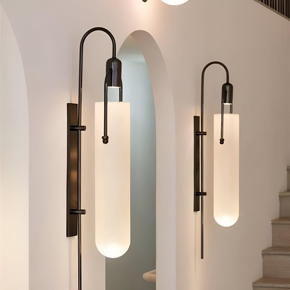 Modern Arc Design Wall Lamp Lighting With Frosted Glass Shade