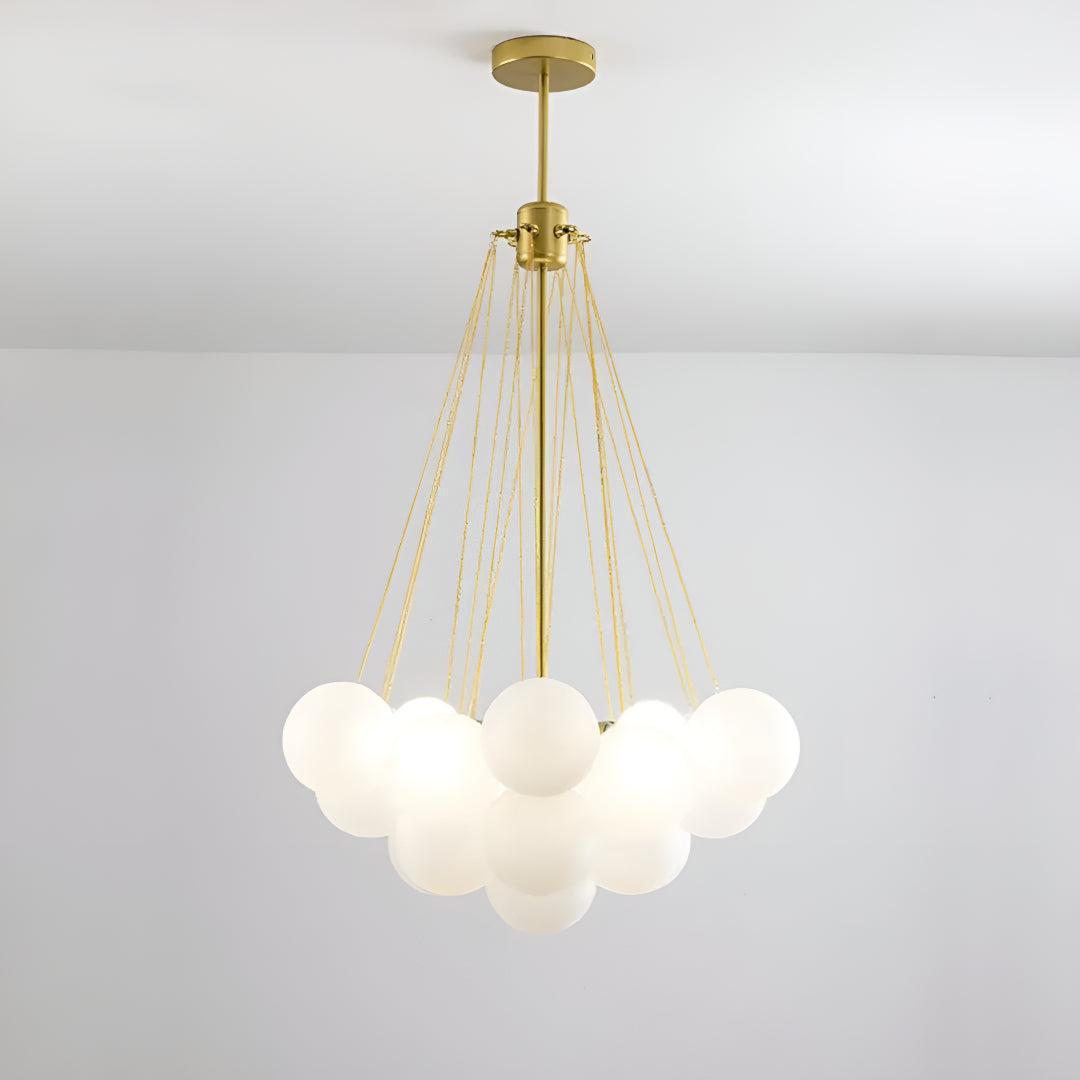 Modern Chandelier Lighting With Frosted Bubble Glass Orbs