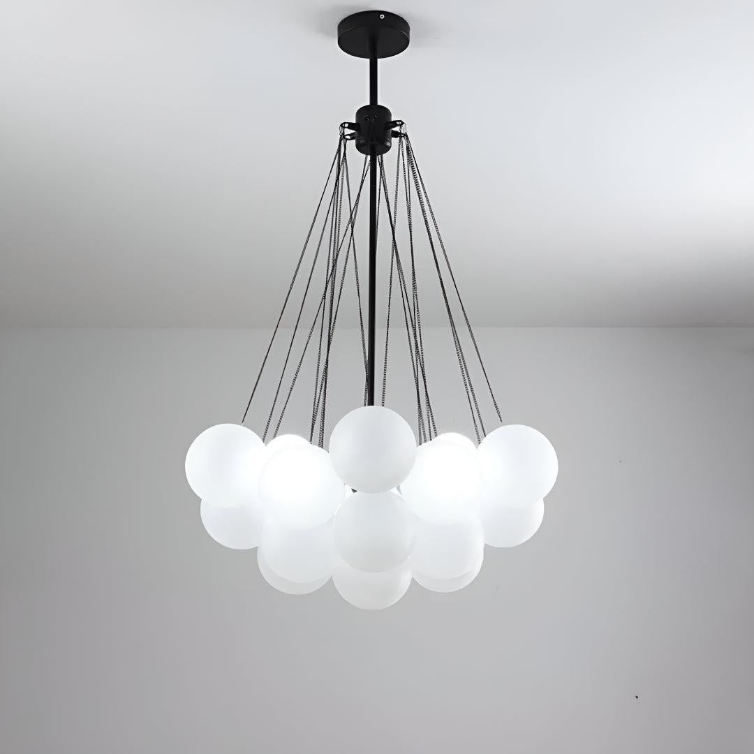Modern Chandelier Lighting With Frosted Bubble Glass Orbs