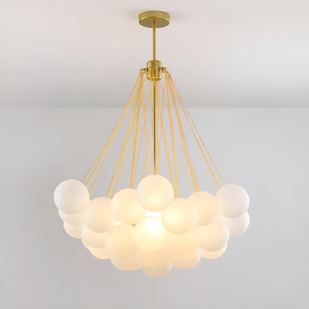 Modern Chandelier Lighting With Frosted Bubble Glass Orbs