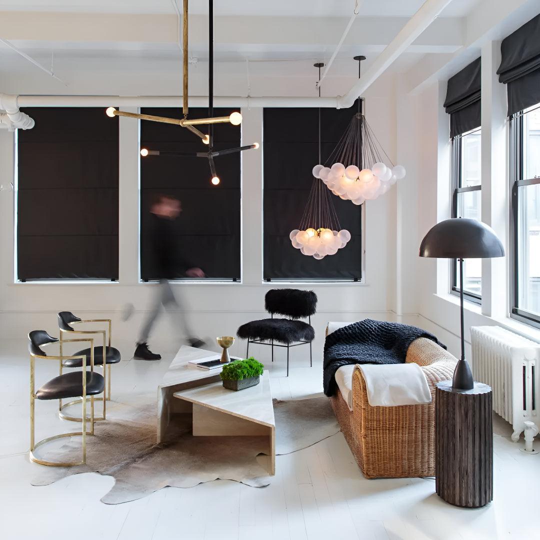 Modern Chandelier Lighting With Frosted Bubble Glass Orbs