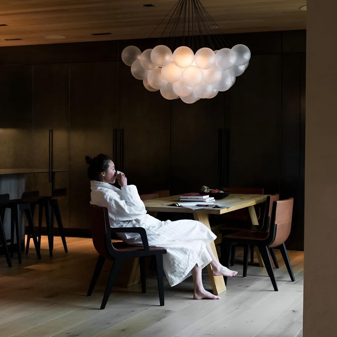 Modern Chandelier Lighting With Frosted Bubble Glass Orbs