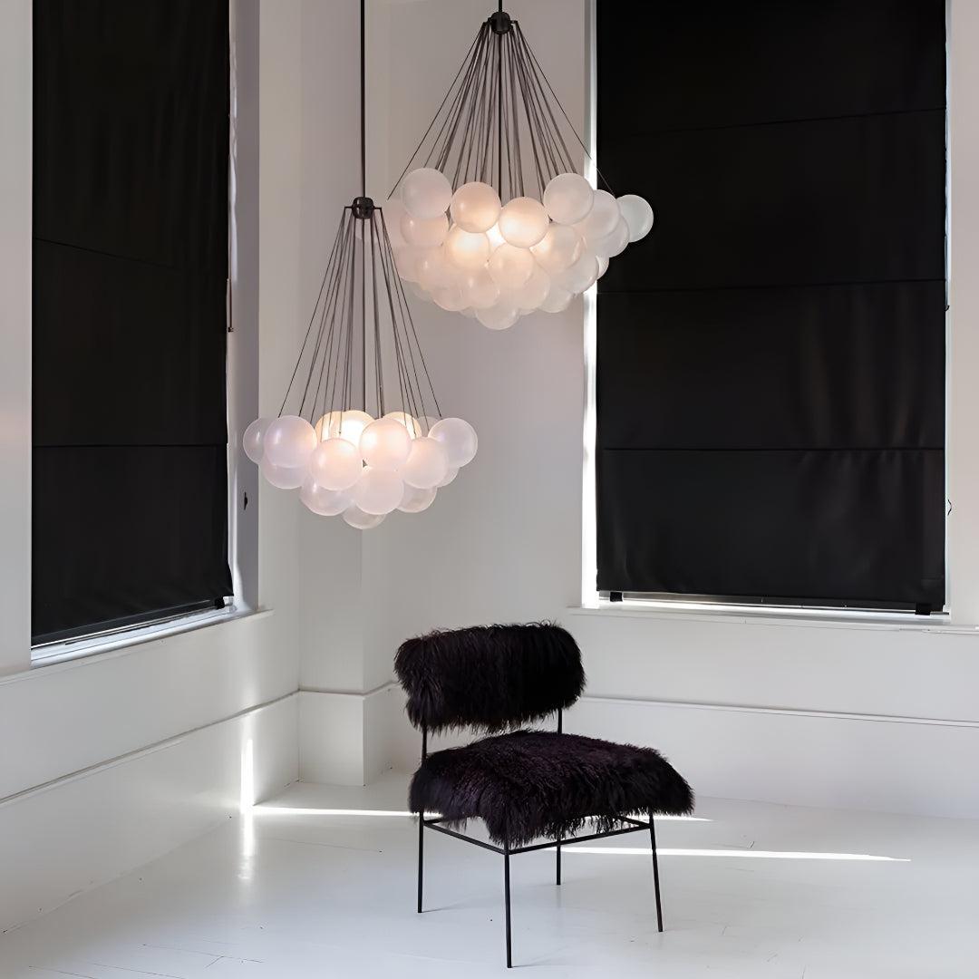 Modern Chandelier Lighting With Frosted Bubble Glass Orbs
