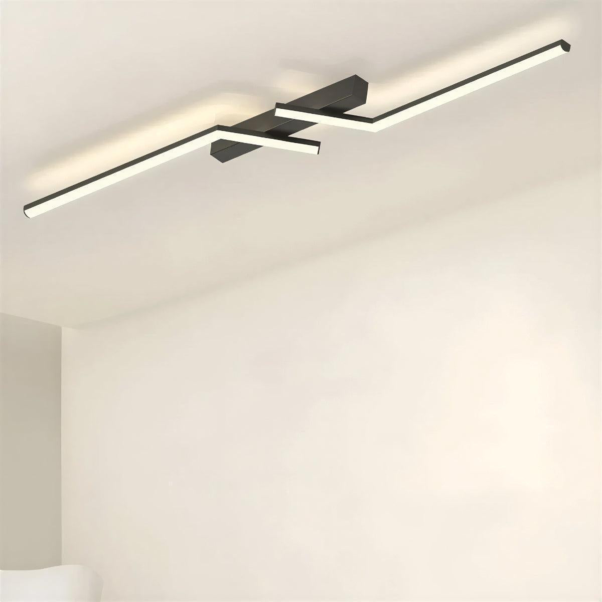 Modern Geometric Ceiling Light With Linear Flush Strip Fitting