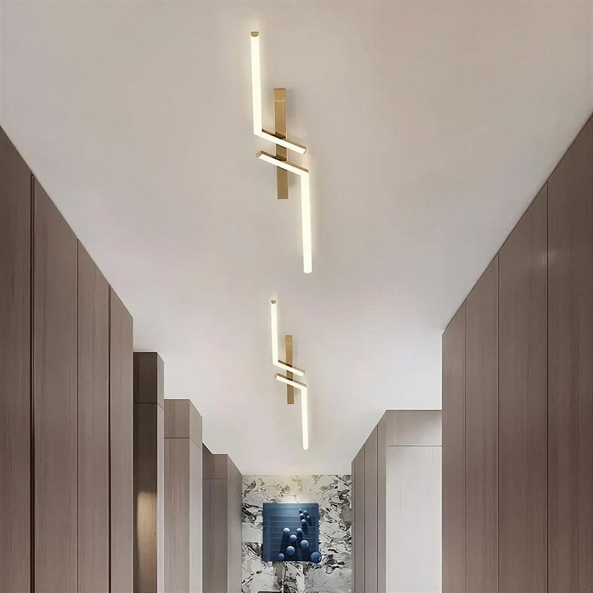 Modern Geometric Ceiling Light With Linear Flush Strip Fitting