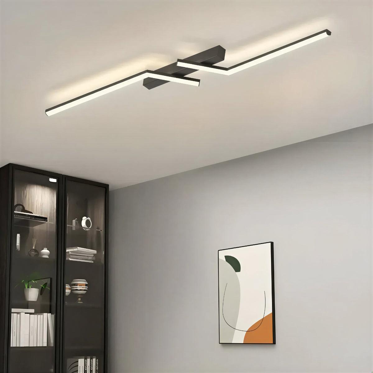 Modern Geometric Ceiling Light With Linear Flush Strip Fitting