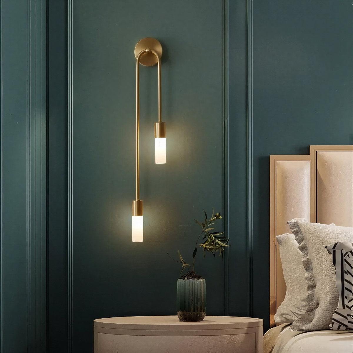 Modern Hanging Sconce Wall Light Fixture With Dual Glow Candlestick
