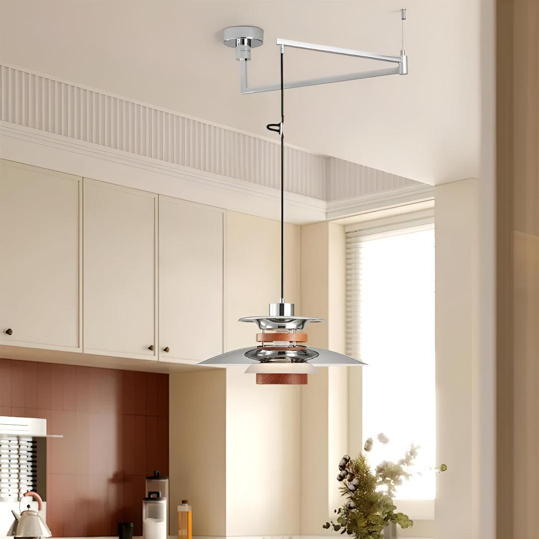 Modern Metal Pendant Light With Adjustable Swing Arm Design