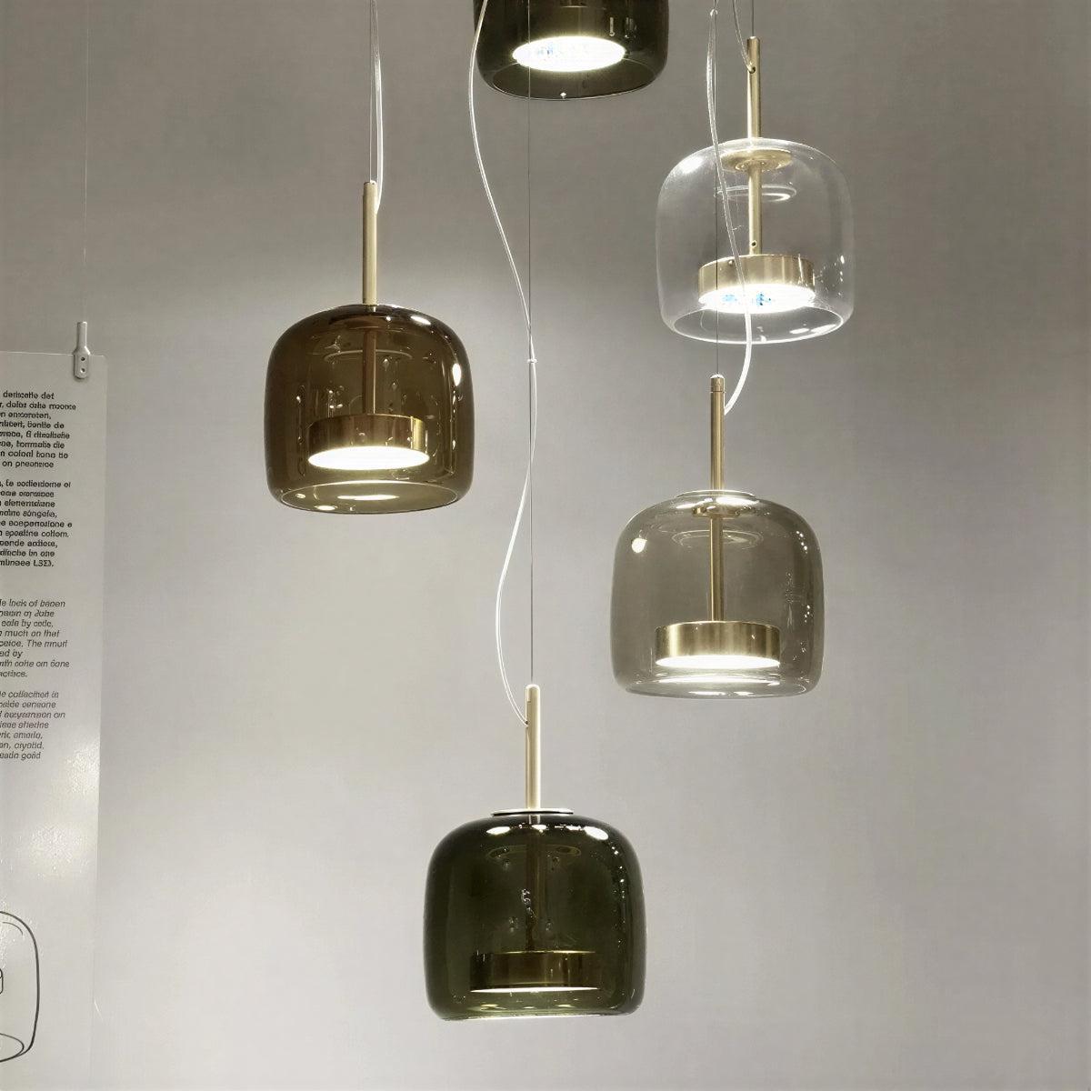 Modern Minimalist Glass Pendant Ceiling Light With Adjustable Height Hanging