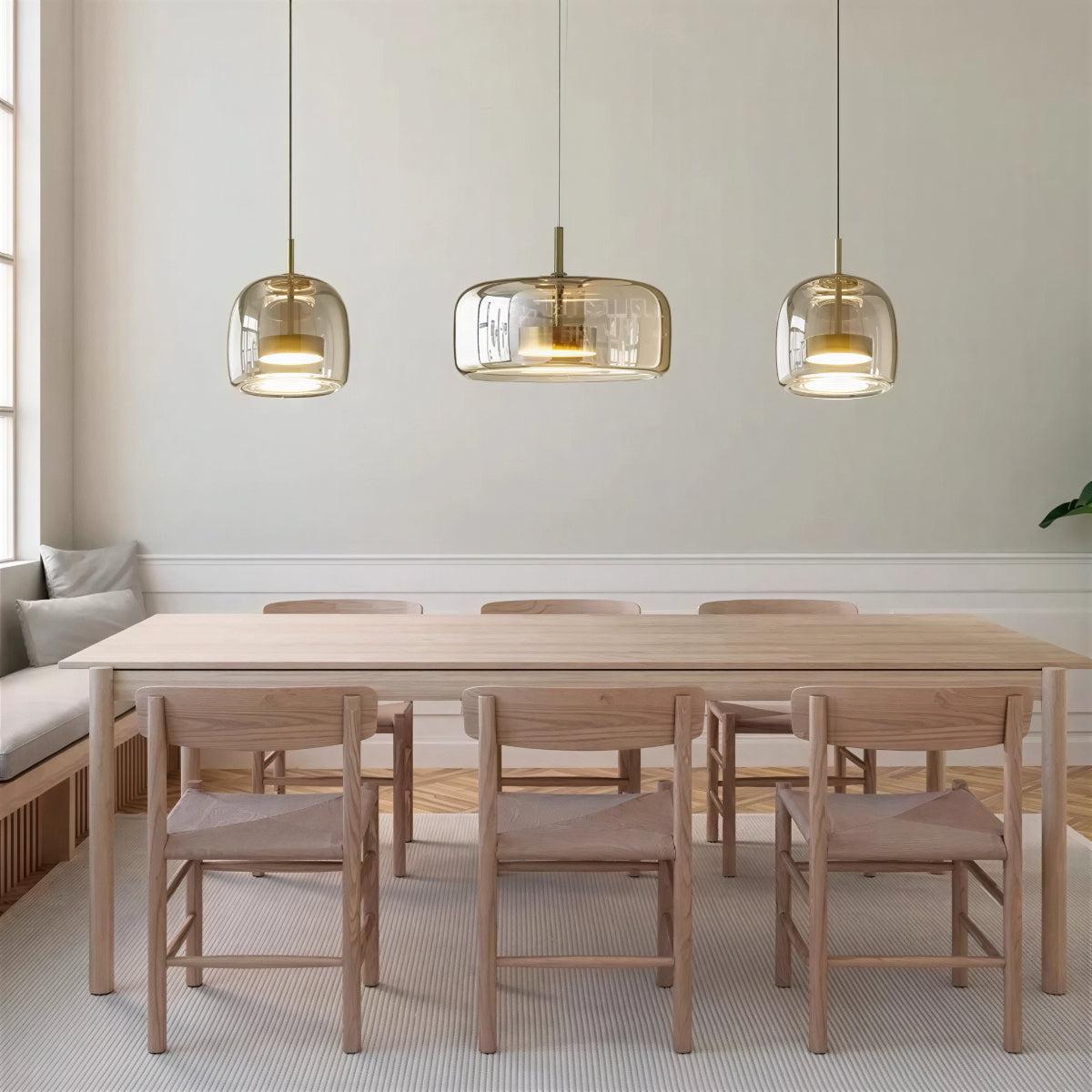 Modern Minimalist Glass Pendant Ceiling Light With Adjustable Height Hanging