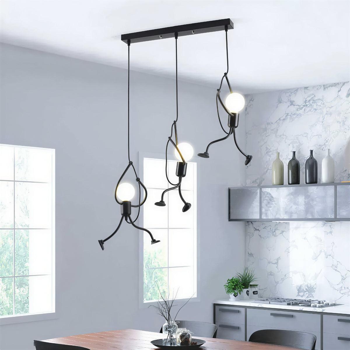 Modern Pendant Ceiling Light Fixture With Sculptural Climbing Figure