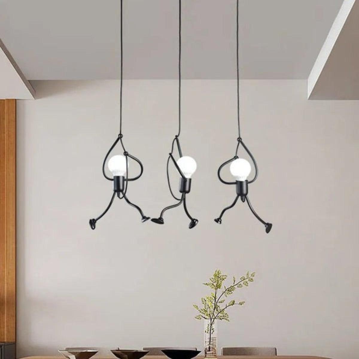 Modern Pendant Ceiling Light Fixture With Sculptural Climbing Figure