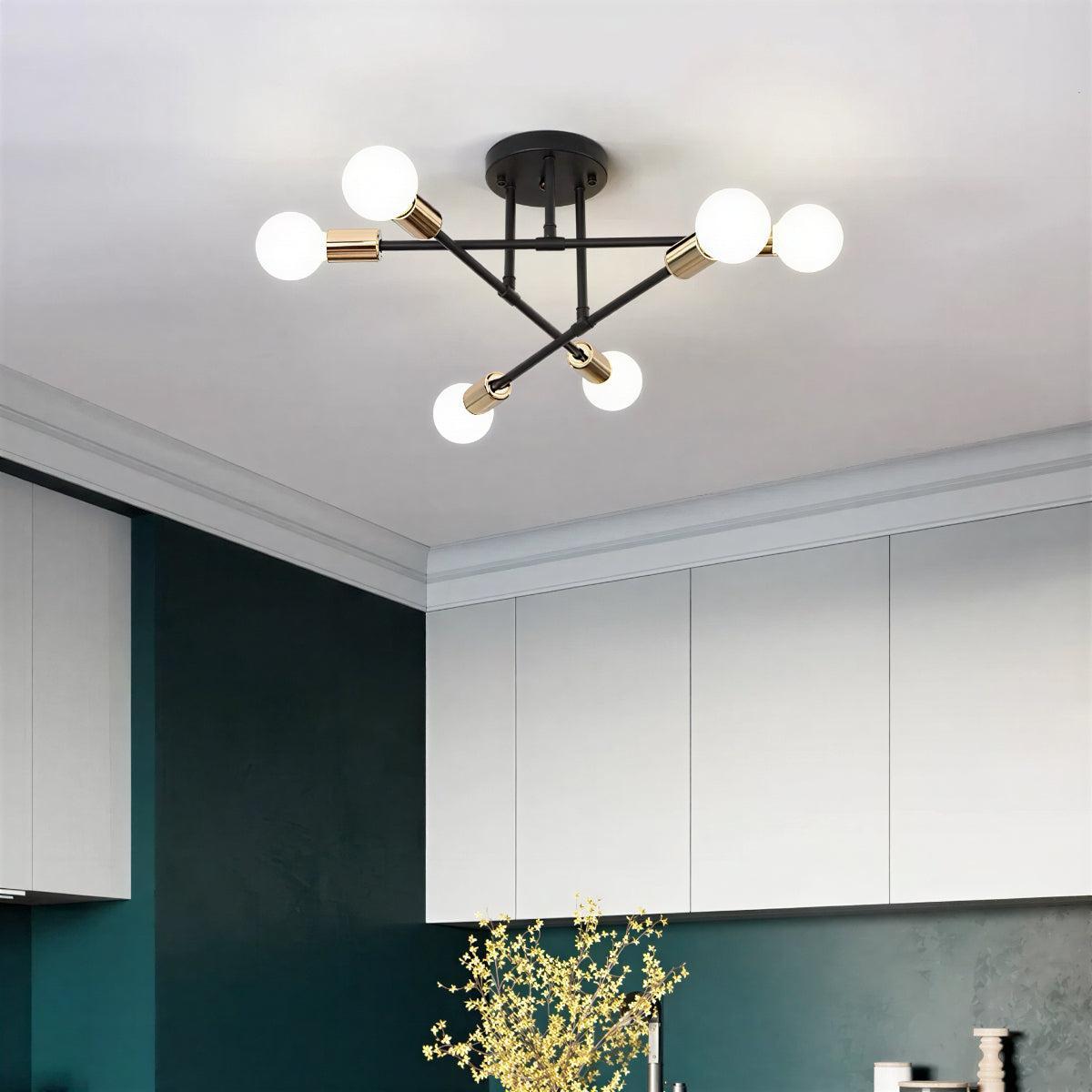 Modern Sputnik Ceiling Light With Multi Arm Minimalist Branch Design