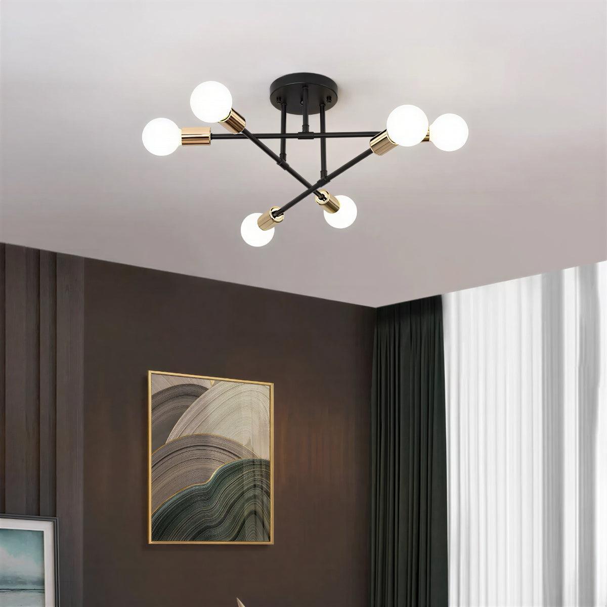 Modern Sputnik Ceiling Light With Multi Arm Minimalist Branch Design