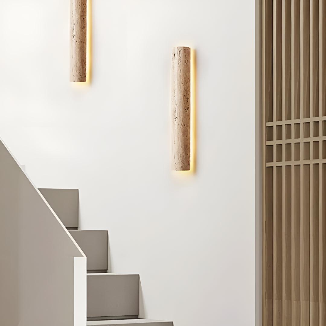 Modern Stone Wall Sconce Light With LED Ambient Glow