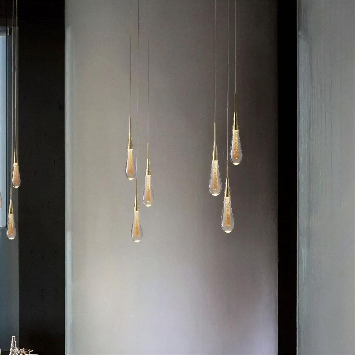 Modern Teardrop Ceiling Pendant Light With Luxury Seeded Effect