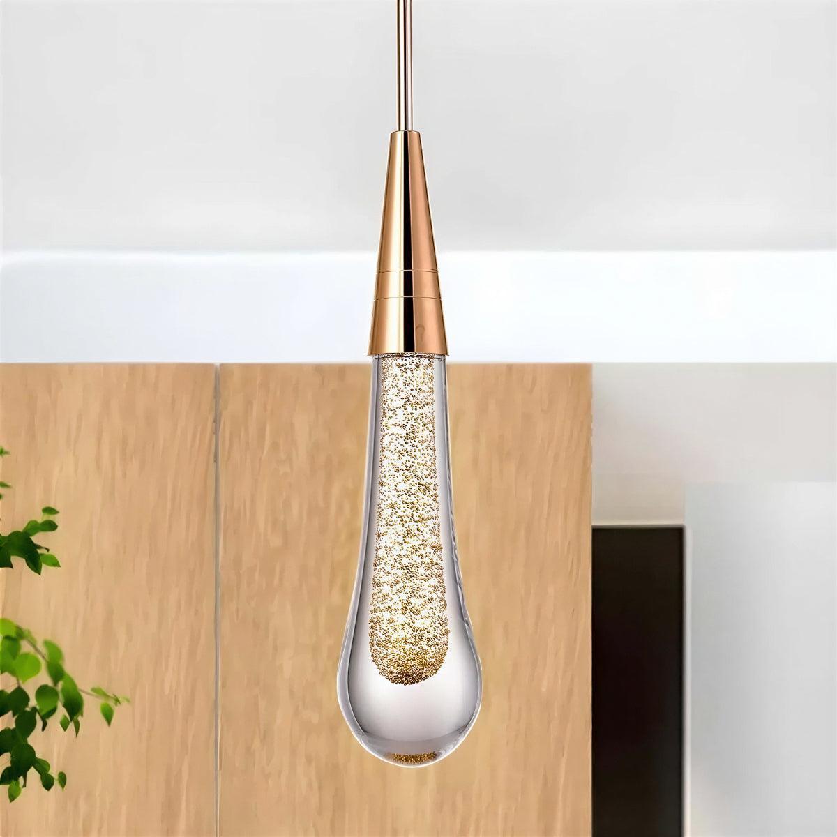 Modern Teardrop Ceiling Pendant Light With Luxury Seeded Effect