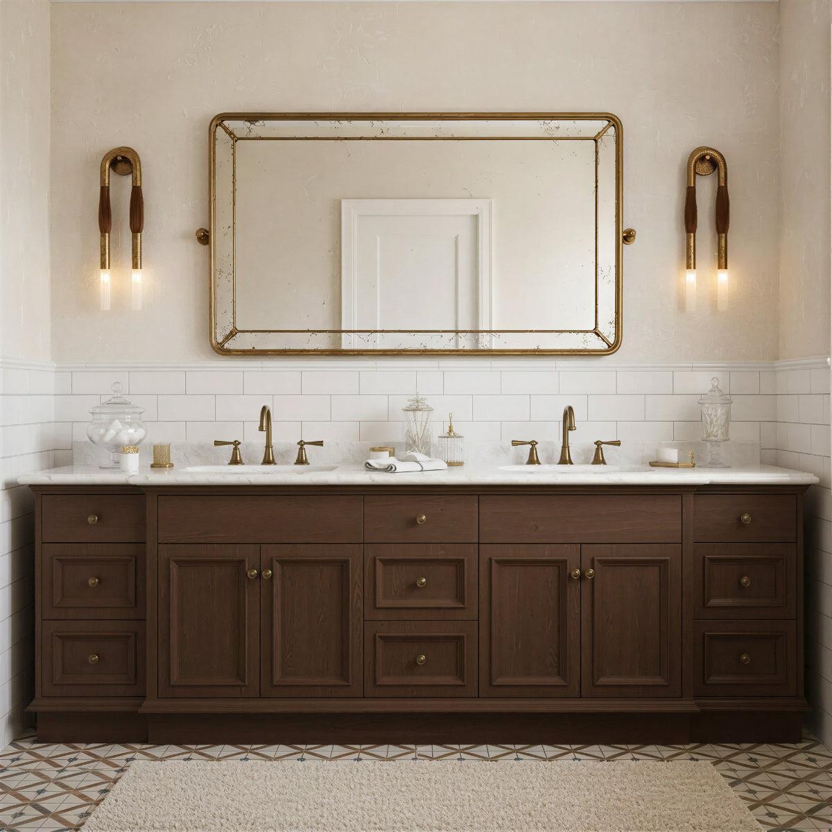 Modern Wall Light Sconce With Double Head Etched Glass