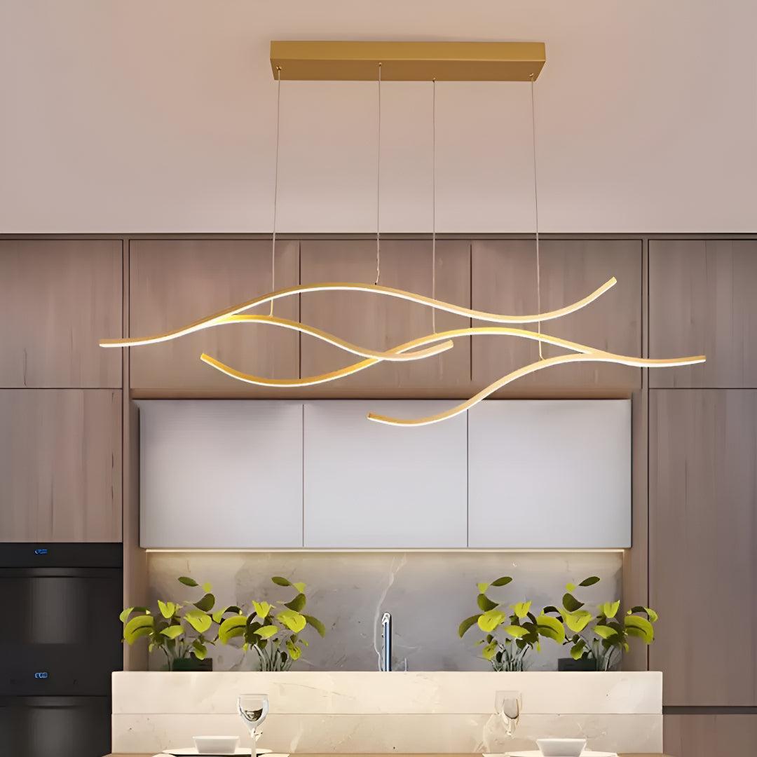 Modern Wave Styled Ceiling Lights Pendant For Kitchen Island