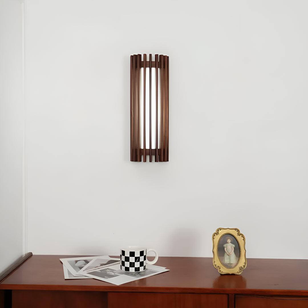 Modern Wood Caged Wall Lamp With Warm Glow