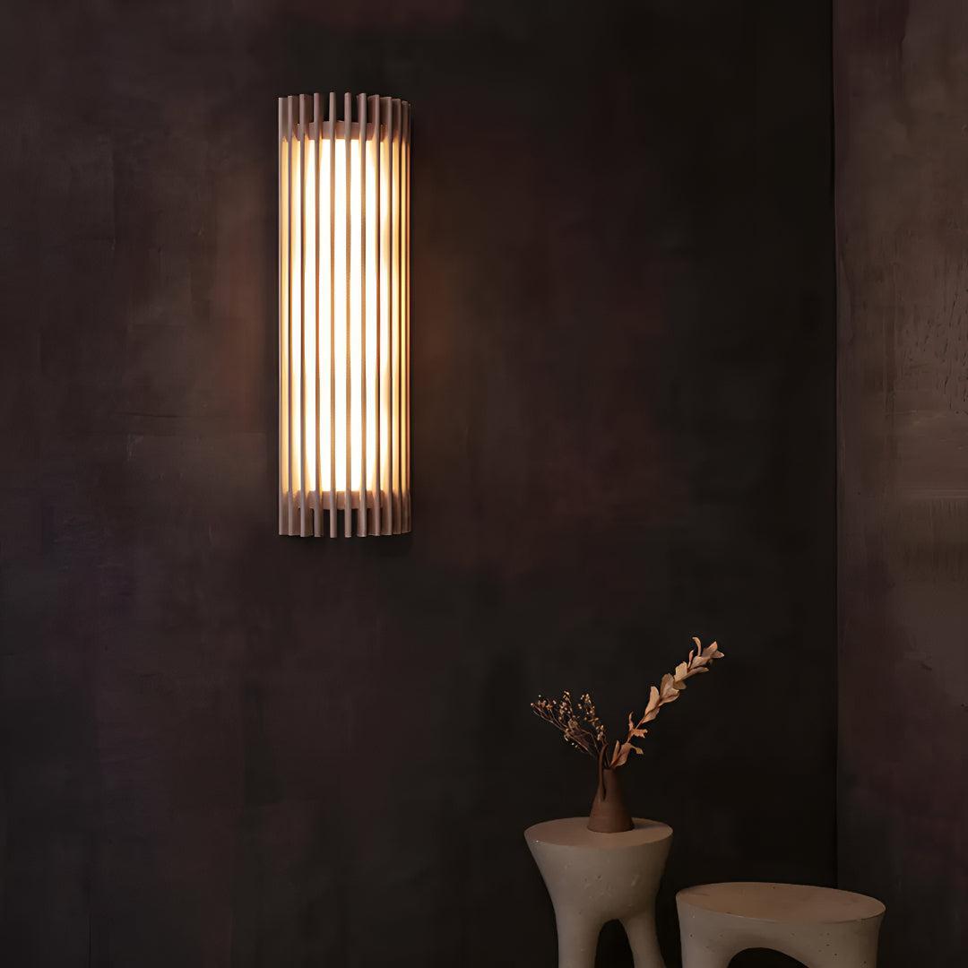 Modern Wood Caged Wall Lamp With Warm Glow