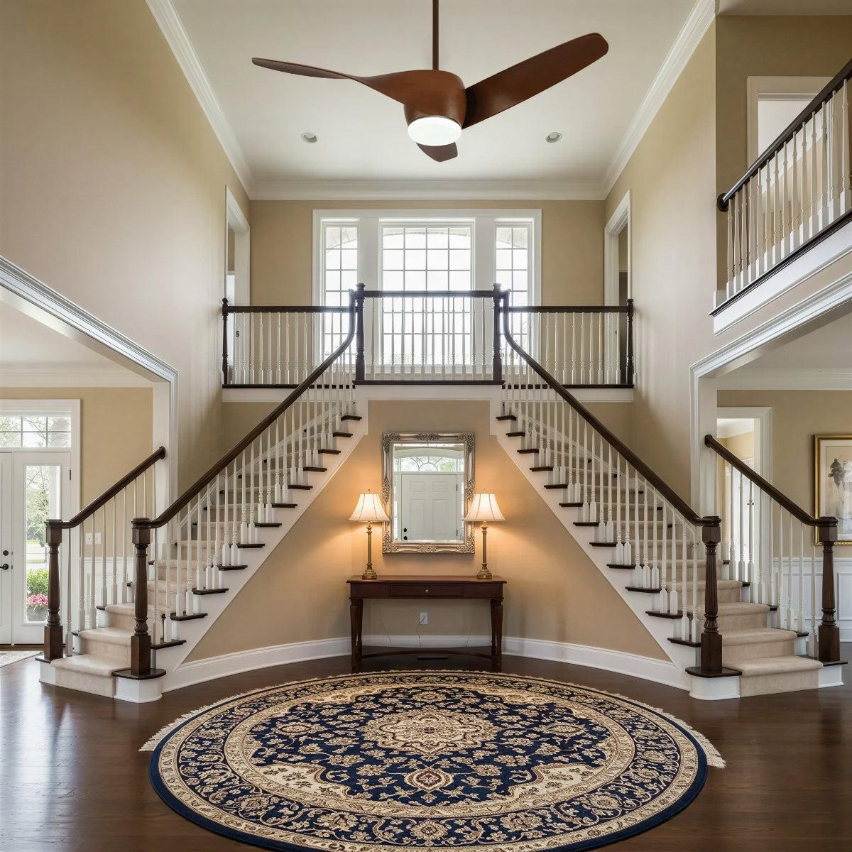 Modern Wooden Ceiling Fan Light And Remote Control Fan and Curved Blades