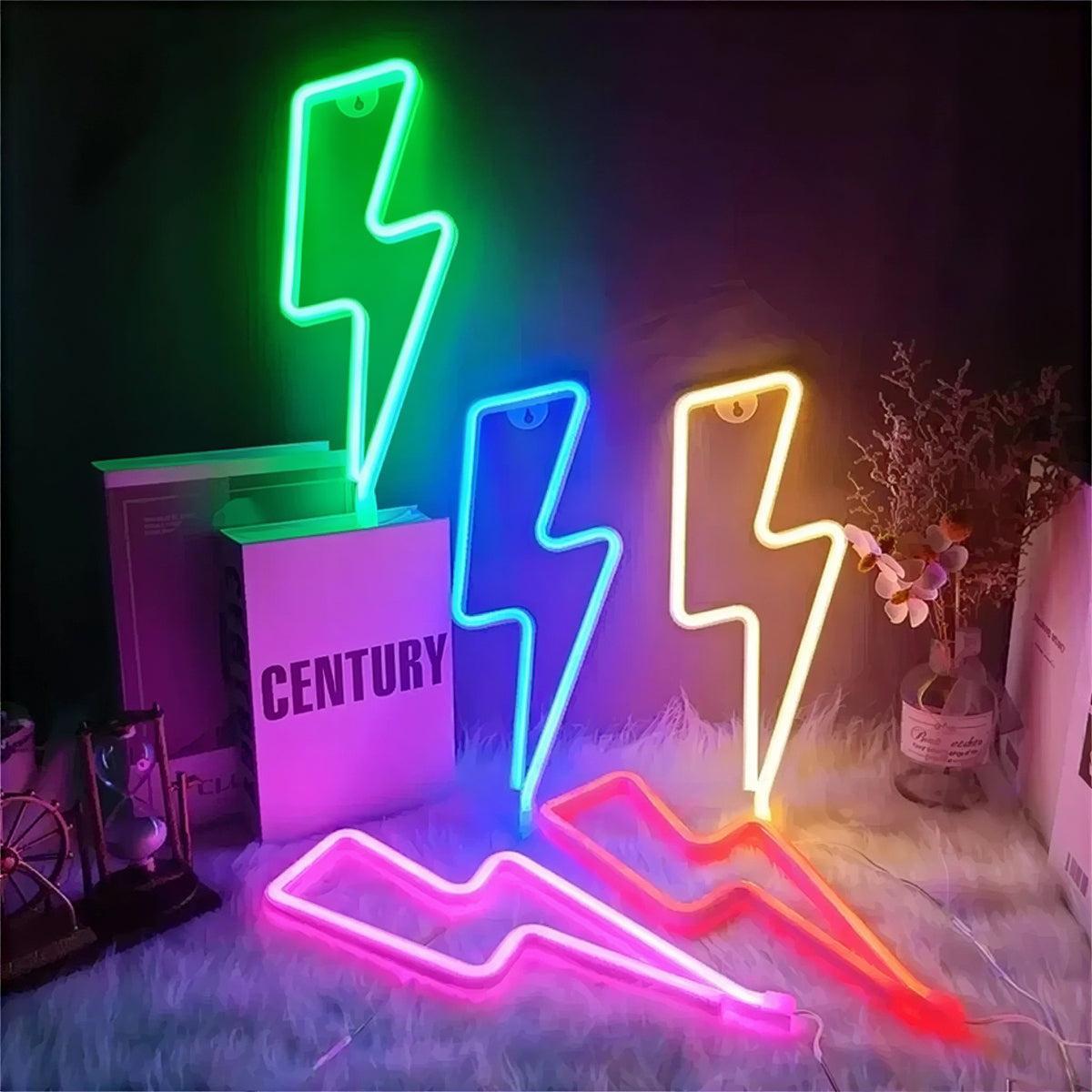 Neon Lightning Bolt Wall Light For Aesthetic Decor Lighting
