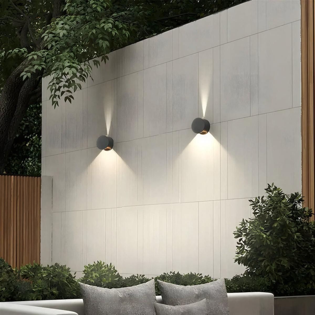Outdoor Exterior Circular Wall Light With Up And Down Beam