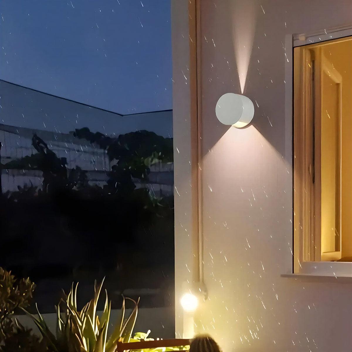 Outdoor Exterior Circular Wall Light With Up And Down Beam