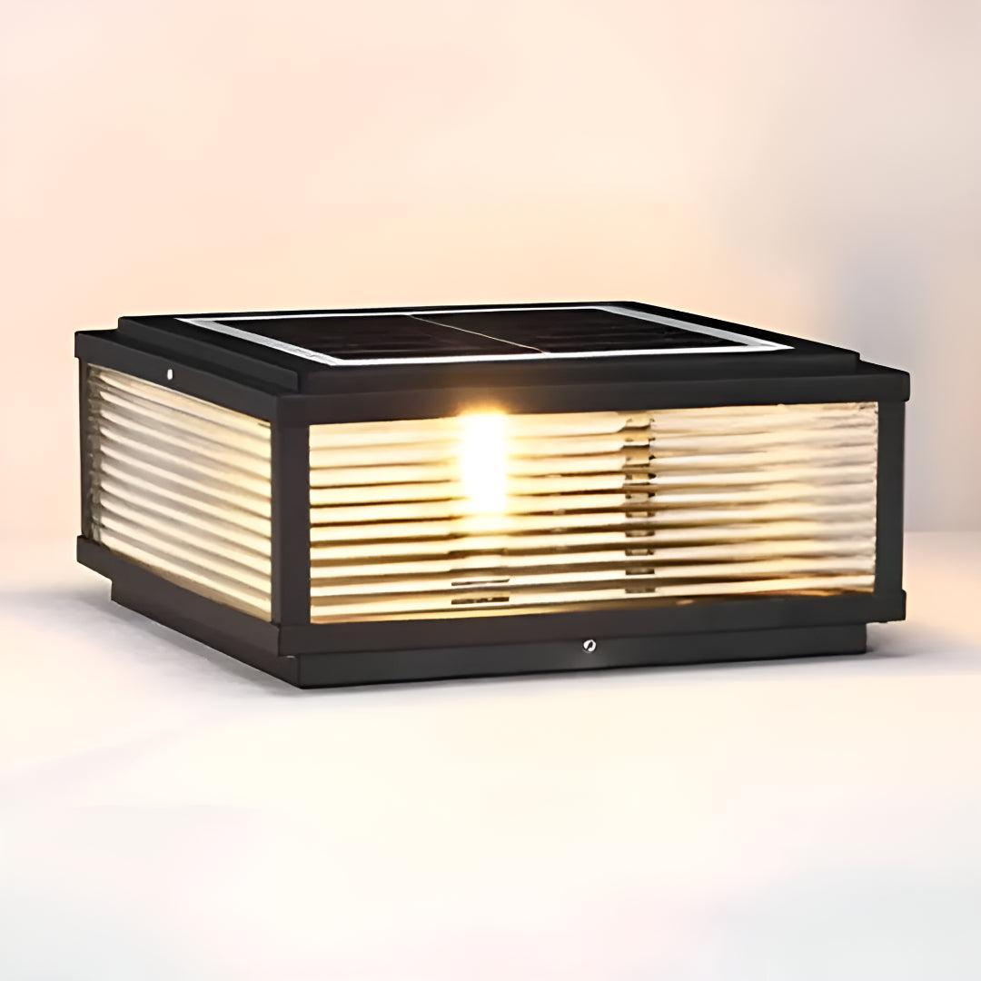 Outdoor Post Lights With Ribbed Glass Square Design