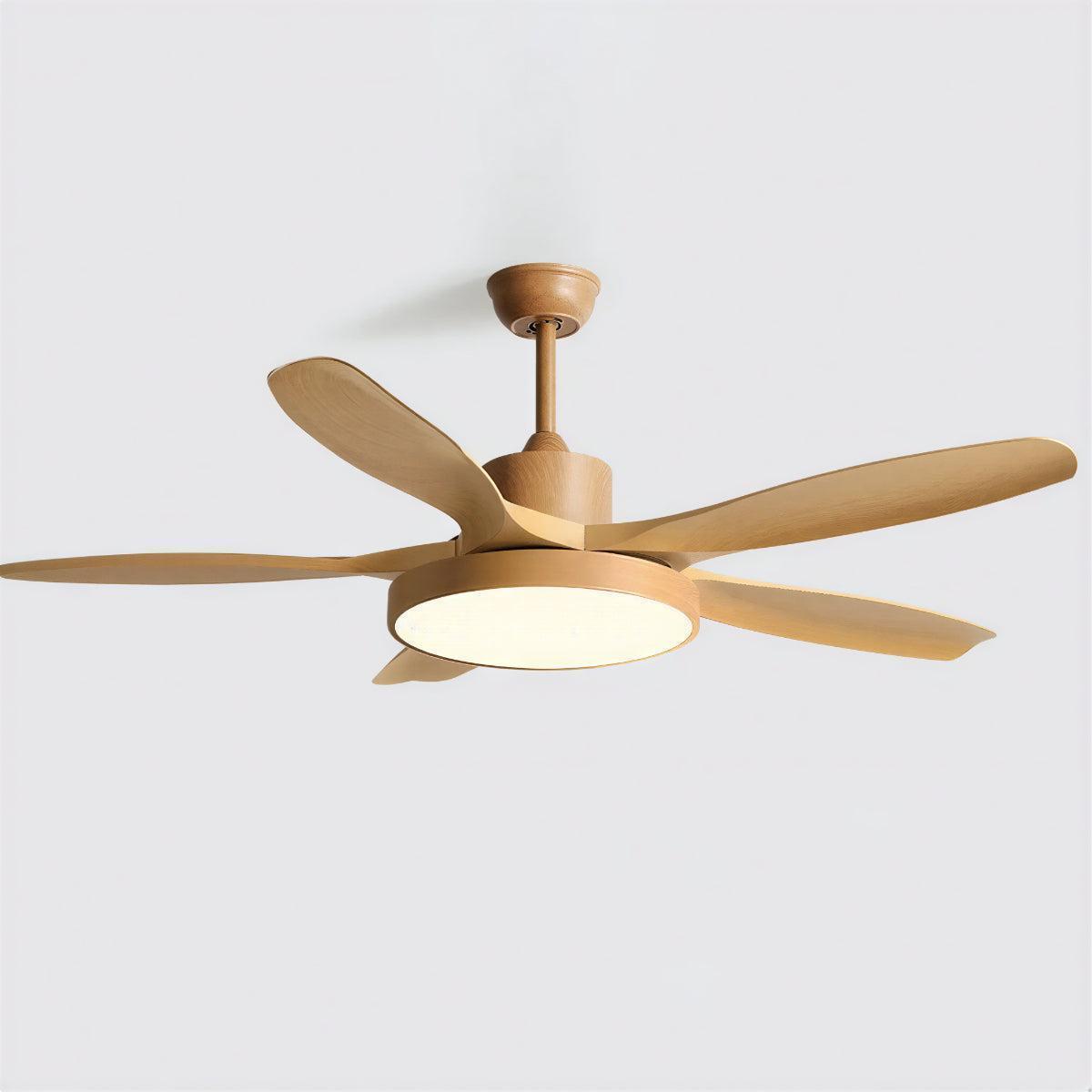 Overhead Ceiling Fan Light With Modern Wood Blades