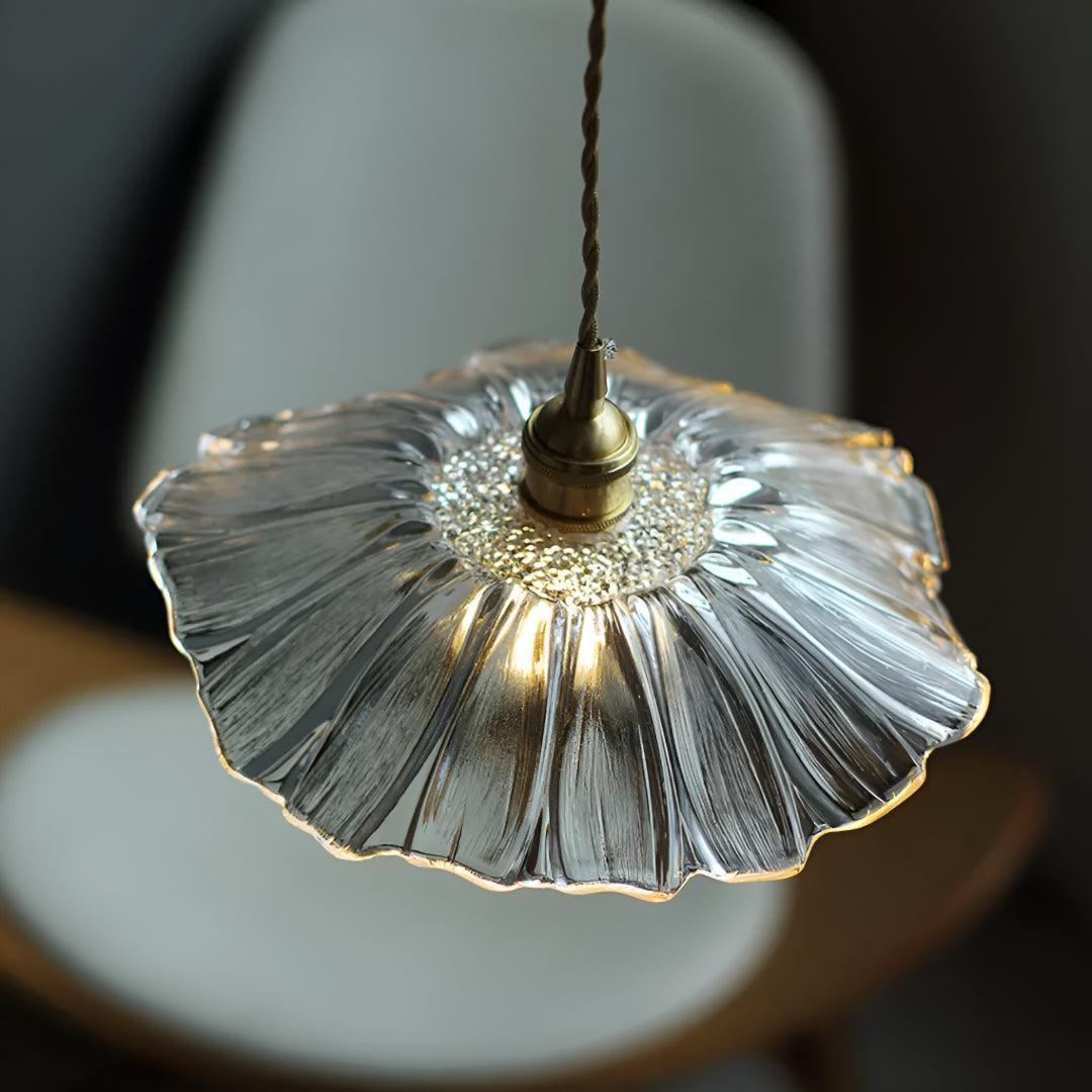 Plug In Flower Glass Pendant Light with Hanging Fixture