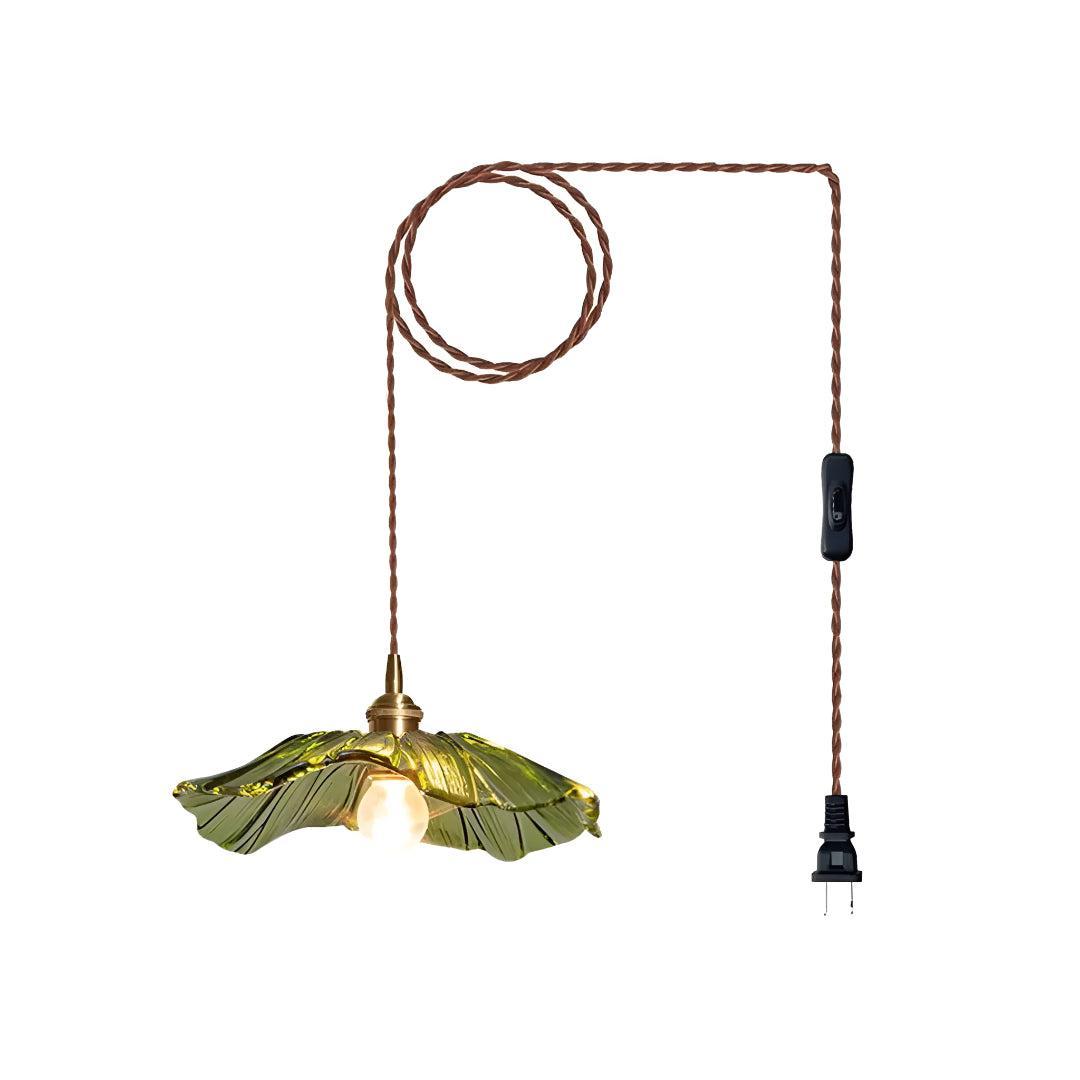 Plug In Flower Glass Pendant Light with Hanging Fixture