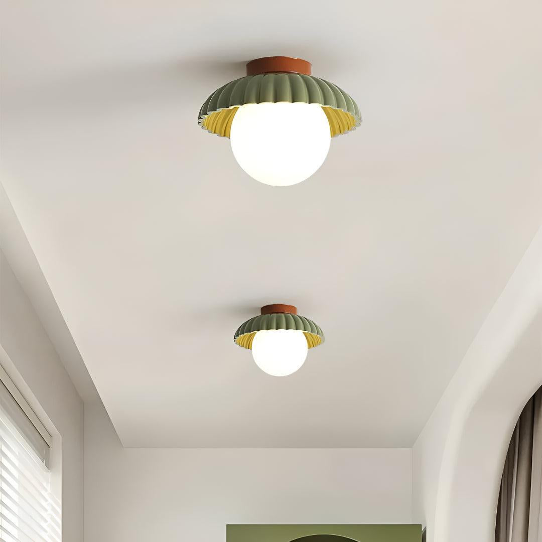 Retro Modern Flush Ceiling Light Lamp with Round Shade