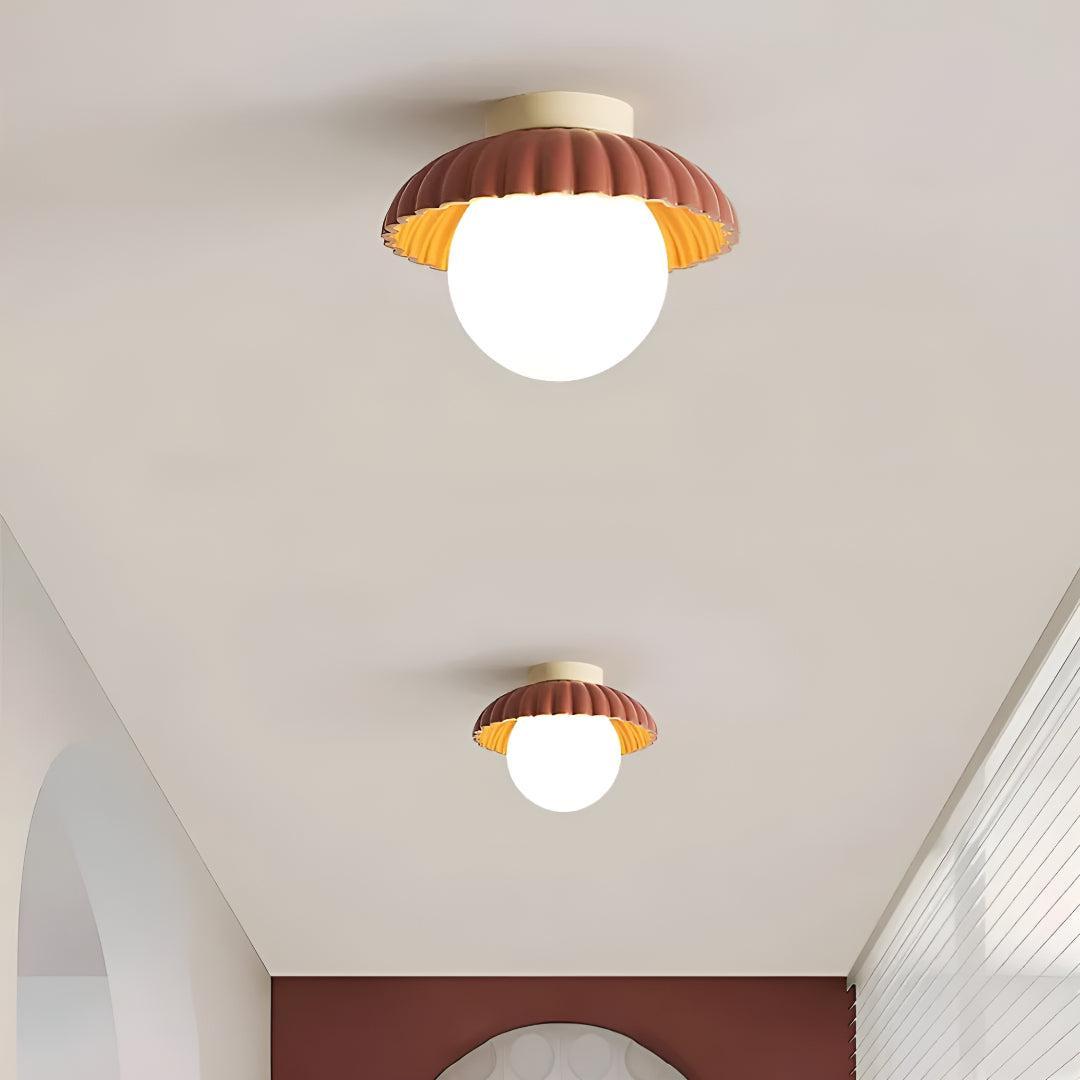 Retro Modern Flush Ceiling Light Lamp with Round Shade