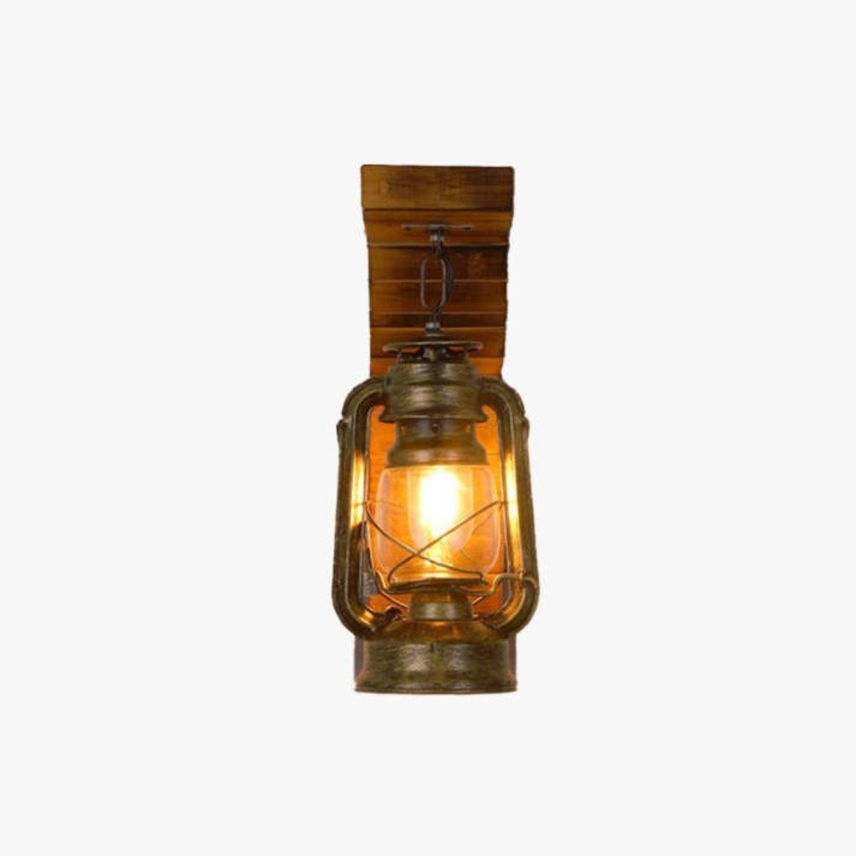 Rustic Industrial Wall Light With Vintage Lantern Design