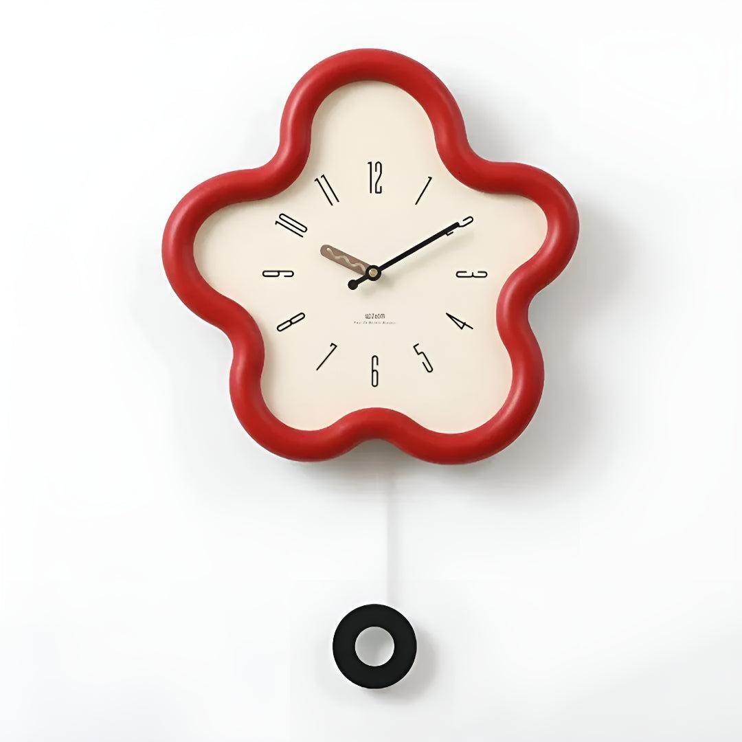 Silent Pendulum Wall Clock With 3D Flower Design