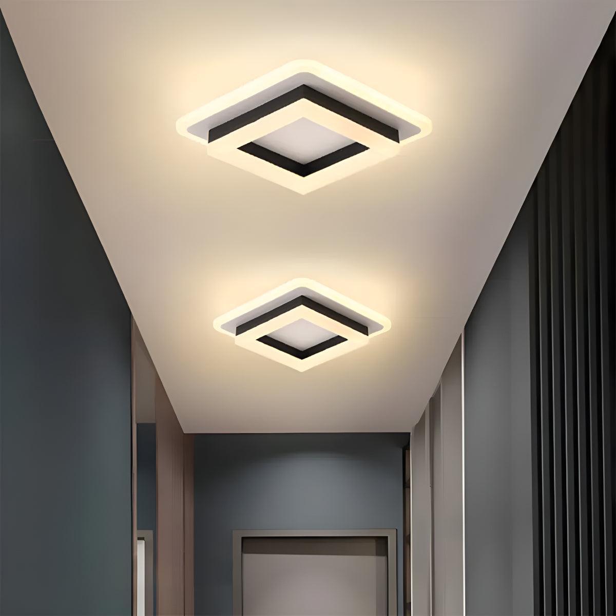Square Flush Ceiling Light for Hallway and Bedroom
